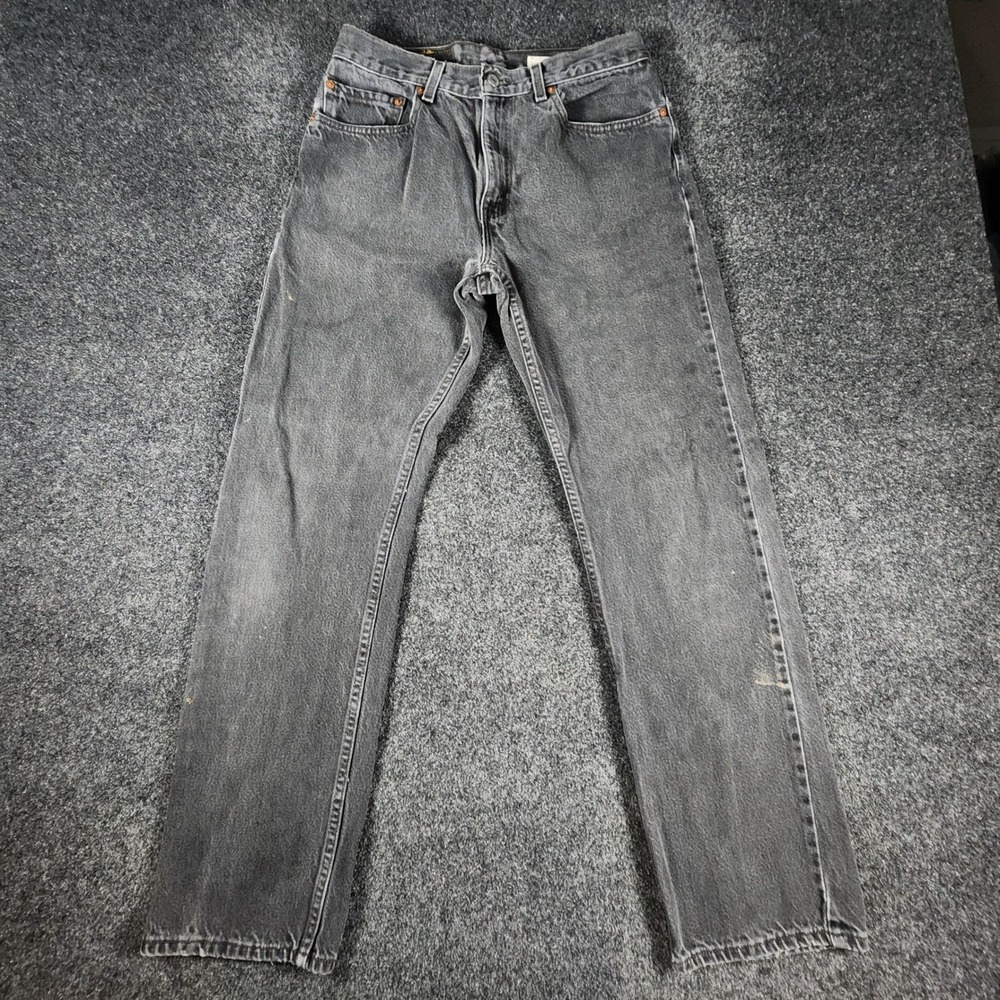 Levi's 505 Jeans Mens 32x32 Fit 30x30 Faded Black Regular Fit Straight Leg Denim